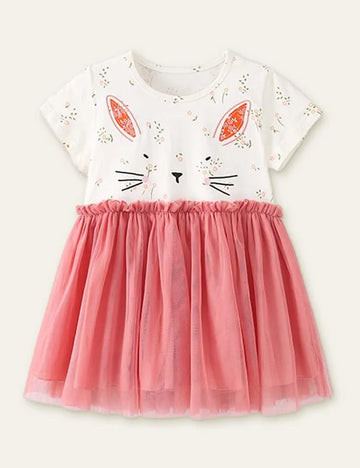 Rabbit Embroidery Floral Printed Dress - Mini Taylor